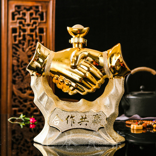 景德镇陶瓷5斤高档艺术磨砂金空酒瓶子密封白酒坛五斤装合作共赢