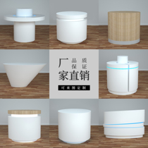 Round Cabinet Experience Desk Phone Cabinet Display Desk Profiled Middle Island Show Cabinet Smart Fingerprint Lock Exhibition Rack Baking Varnish Custom