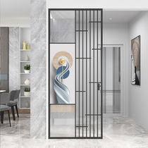 The entrance door is facing the bathroom the partition screen is simple and modern.