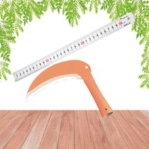 Manganese Steel Long Handle Sickle Cutting Grass Knife Wood Handle Weeding Knife Agricultural Mowing Rice Knife Home Cutting Wheat Knife Open tool