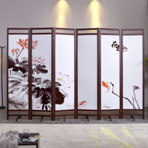 Modern simple Chinese screen partition wall Folding mobile living room Hotel dining room Office household solid wood entrance