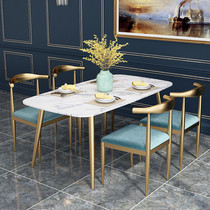 Nordic ins marble dining table modern simple small apartment 4 people 6 people dining table home light luxury dining table and chair combination
