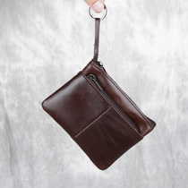 Handmade Genuine Leather Small Zero Wallet Business Card Baotou Layer Calf Leather Brief Zip Drivers License Bag Bus Card Key Bag