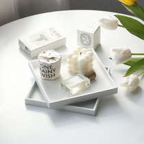 Milky white square plate wooden box decorative pendulum shot minimalist Nordic simple food background cloth shooting props photo path