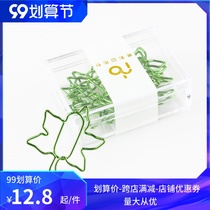 Green small clear Maple Leaf paper clip color stationery products shaped plant pin paper clip spot wholesale