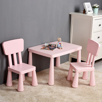Xinlan IKEA Kindergarten Childrens Desk and Chairs Suit Plastic Table And Chairs Baby Study Table Children Toy Table Thickened