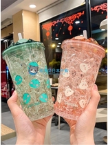 Japanese hapins double-layer crushed ice creative refrigeration water cup bomb cover plastic suction cup