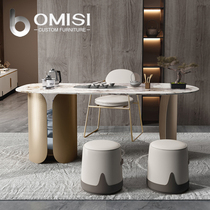 Light extravagant tea table modern minimalist tea table and chairs Combined designer Home office rock plate Bubble Tea Table Storage