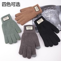 Gloves men's winter non-slip driving female students knit plus velvet padded warm outdoor riding touch screen