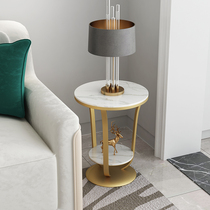 Designer Nordic sofa side A few double-layer rock board Marble living room corner A few simple modern balcony small round table