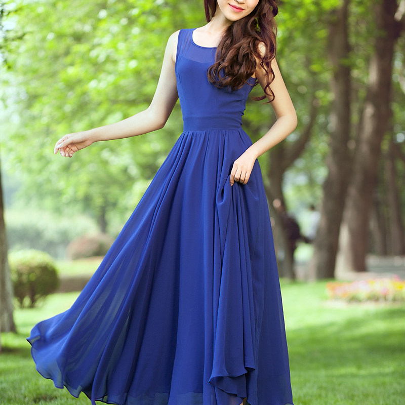 今日99元秒杀 2018流行女装新款雪纺连衣裙 拖地长裙仙女沙滩裙