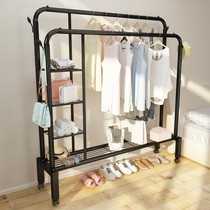 Simple drying rack floor bedroom folding indoor household hanger double pole balcony cool drying quilt artifact