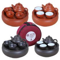 Zisha kung fu tea pot bag set travel portable tea set car travel tea set set set tea ceramic tea set