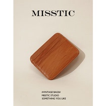(MT) ruffle texture Original retro headlayer Cow Leather Brief ultrathin and small male and female identical genuine leather card bag
