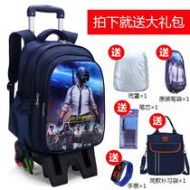 Primary School students pull rod schoolbag eating chicken bag detachable dual-purpose 1-3-6 grade waterproof climbing building six-wheeled mens and womens backpacks 5