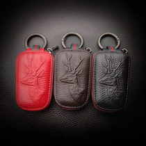 2022 new boomer deer head personality zipped car key bag cover for men and women genuine leather universal crocodile print