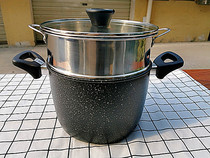 麦饭石小蒸锅家用双层婴儿蒸煮汤锅蒸饭两用一体带蒸层蒸笼