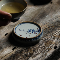 Duqing flower and bird blue and white cover set Jingdezhen Paper Town tea ceremony tea set accessories Coaster lid shelf Pot cover rack cover holder