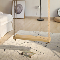 Solid wood swing sitting board Outdoor courtyard door frame Indoor childrens single balcony hanging chair Simple anti-corrosion wood pastoral