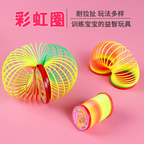 Hot sale creative plastic coil toys childrens rainbow circle small toys nostalgic stacked circle toys