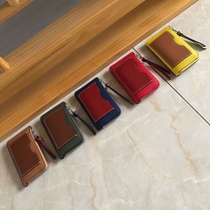Special price Colour Card Package for men and women Coloured Collage Color Card Bag Calf Leather Multi-Position Casual Zipper Long Section