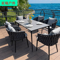Nordic outdoor table and chairs outdoor terrace open air casual table and chairs villas Yangguang room Courtyard Garden rattan table and chairs