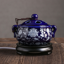Electric incense burner timing thermostat electronic aroma stove Ceramic sandalwood stove Plug-in powder cover aromatherapy lamp Essential oil incense