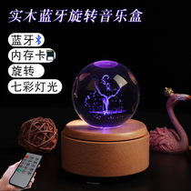 Elk Crystal Ball Music Box Rotating Wooden Birthday Gift Graduation Send Girlfriend 520 Valentines Day