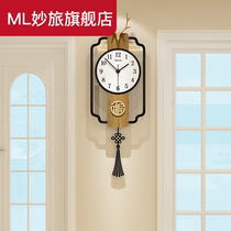 New Chinese timepiece hanging clock Living room Net Red creative personality Light and luxurious Nordic Home Fashion Atmospheric clock hanging wall