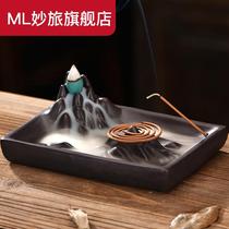 Creative ceramic incense burner with sandalwood seat tortoise stove incense box incense box aromatherapy tea table backflow decoration shelf