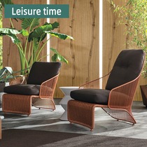  Outdoor sofa combination Courtyard outdoor rattan furniture leisure balcony rattan chair three-piece living room single sofa chair