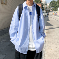 Autumn New striped shirt mens casual large size long sleeve shirt Japanese retro loose sports inch shirt jacket
