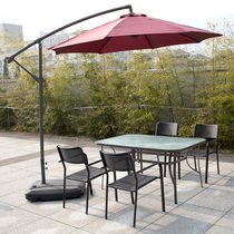 Outdoor balcony small table and table rattan chair with three sets of beach umbrella combined suit waterproof sunscreen red leisure patio terrace