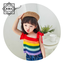 Mi Lubi 2020 childrens clothing spring and summer New Fashion Womens rainbow suspenders knitted vest suspenders