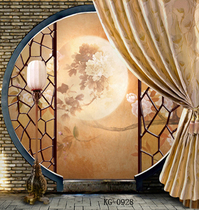 New YY Live broadcast room background wall cloth network anchor wall paper Net red wallpaper fast hand Mid Autumn Festival full moon retro three-dimensional