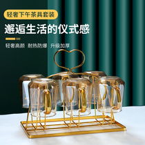 Light luxury hammer pattern glass cup household belt cup living room family drinking cup cup cup set advanced feeling