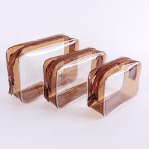 Transparent pvc cosmetic bag three-piece set large-capacity waterproof cosmetic bag travel storage bag portable jelly wash bag
