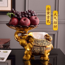 A European style lucky elephant draw tissue box creative decoration living room coffee table household wood fruit plate dried fruit plate
