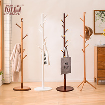 Solid wood coat rack simple hanging hanger floor bedroom room indoor wooden clothes rack household vertical rod small