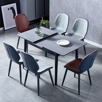 Italian rock plate telescopic dining table and chair combination small family folding table modern simple light luxury dining table table