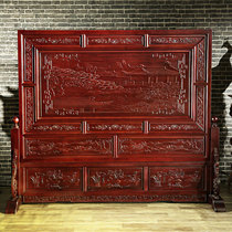 Chinese antique Dongyang woodcarved flower floor screen insert screen Chinese living room Tea House hotel entrance double-sided partition