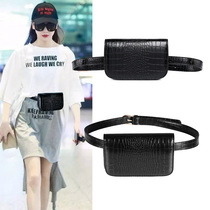 Mini belt pocket womens new trendy ins high-end all-match crocodile pattern fashion belt mobile phone compact bag