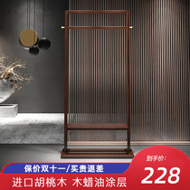 Walnut hanging hanger floor bedroom home door simple double layer hanger porch entrance hall solid wood coat rack