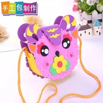 Childrens handmade bag diy kindergarten parent-child interactive material bag EVA cartoon sewing oblique cross bag National Day