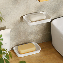 Flap non-perforated soap box bathroom bathroom creative wall hanging seamless double-layer drain soap storage rack