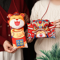 New Year bag children's messenger bag national tide new year red envelope bag boys and girls cartoon coin purse tiger year red envelope