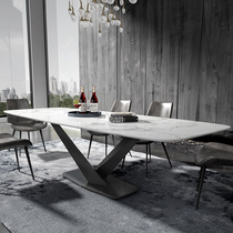 Nordic marble dining table and chair combination modern simple small apartment Italian rock board rectangular creative household dining table
