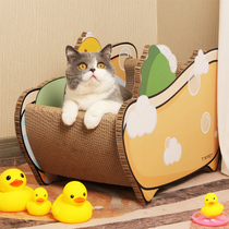 Bathtub cat cat scratch board Cat nest one-piece large corrugated paper house cat claw mat Grinding scratch board Cat claw board durable