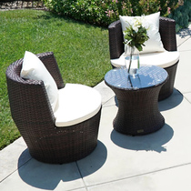 Balcony rattan chair three-piece outdoor courtyard outdoor garden leisure rattan table and chair combination furniture outdoor waterproof sunscreen
