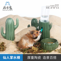 Bukar star cactus water bottle hamster drinking kettle bracket ceramic vertical drinking water fountain anti-rollover Golden Bear supplies